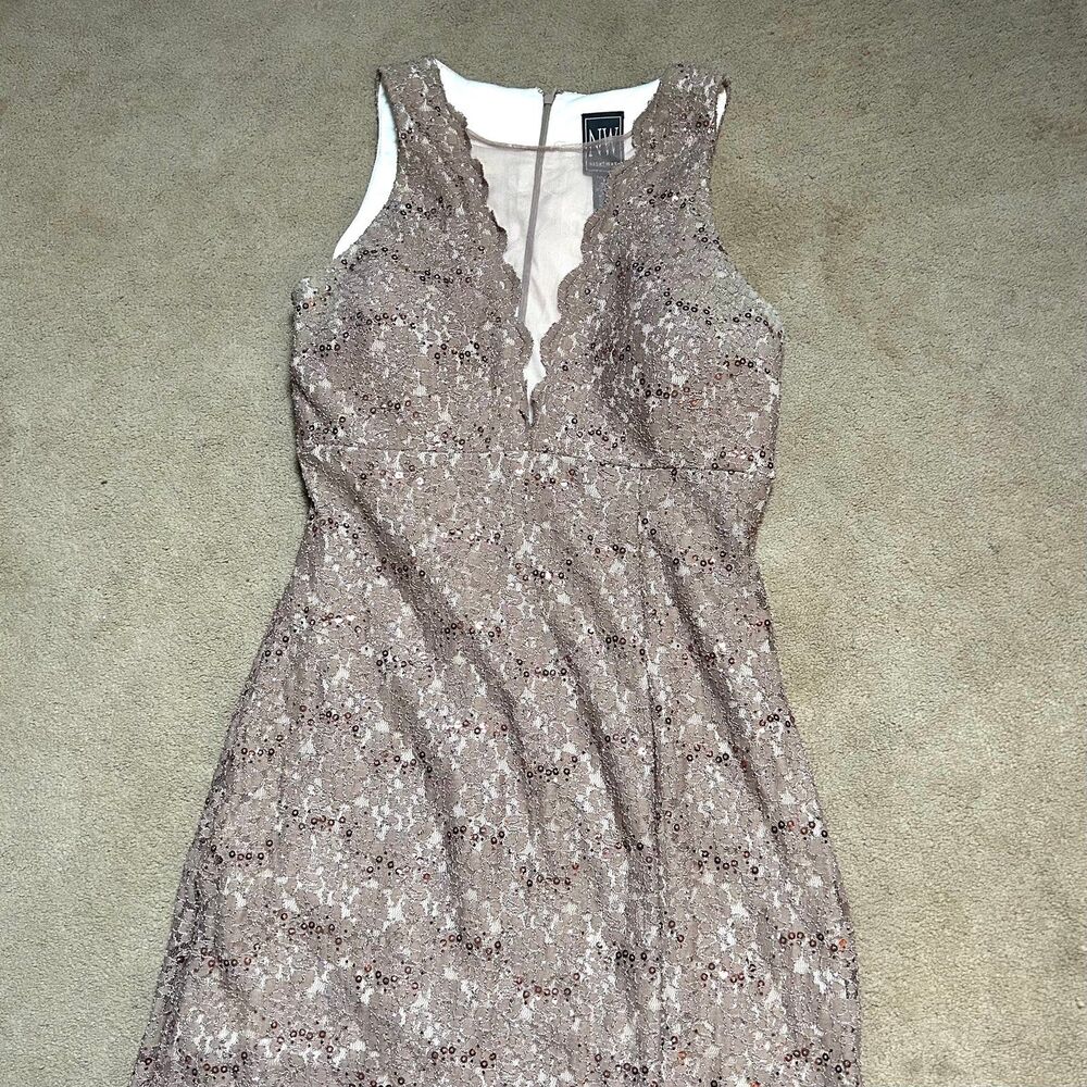 Nightway Dress Maxi Sequin Dress Beige Womens Size 12